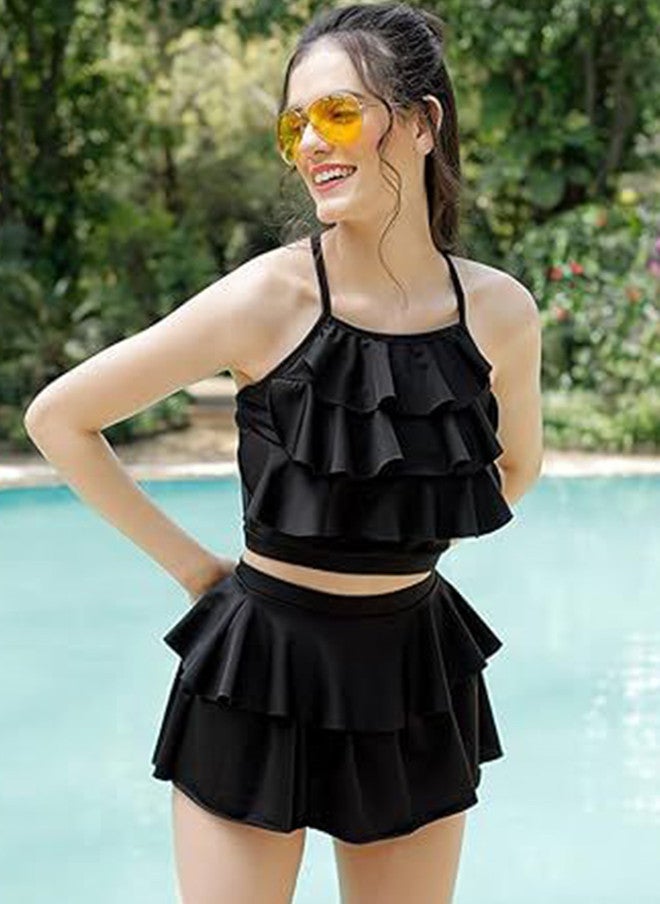 CUKOO Women Padded Ruffle Detail Two Piece Swim Set - Image 1